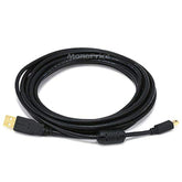 Usb 2.0 Type-A Male To Mini-B 5Pin Male Cable - With Ferrite Core, Gold Plated, 28/24Awg, 10 Feet, Black