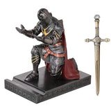 King'S Guard Leader Cloak Warrior Knight Pen Holder Mobile Phone Stand, Ornament Knight Statue, Pen Stand Paperweight For Office And Home (Iron)