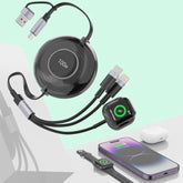 100W Retractable Multi 5-In-1 Usb A/Type C To Lightning+Usb C+Smart Watch Charger Cable,Super Fast Charging Cord For Iwatch Series9 8 7 6 5 4 3 2 Se/Iphone 15 14 13 12 11/ Ipad Pro/Samsung?4Ft?