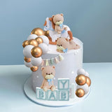 Luxury Blue Bear Cake Toppers Oh Boy Baby Shower Birthday Decorations