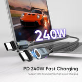 USB C Magnetic Charging Cable 240W 6ft, 16Pin Type C to Type C Magnet Charger Cable/360&180 Rotation Magnetic Phone Charger Data Cable for Phone