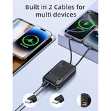 Portable Charger Built In Cables, Ac Wall Plug In Portable Charger Power Bank 10000Mah Travel Battery Pack 22.5W Fast Charging For Iphone 16/15/14 Samsung Galaxy S24/S23/S22 Pixel Lg Ipad, Black