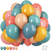 Boho Rainbow Balloons, 60Pcs Dusty Blue Blush Pink Balloons, 12 Inch Retro Mustard Yellow Slate Blue Balloon Assorted Colorful Balloon For Here Comes The Son Baby Shower Boho Safari Groovy Birthday