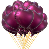 20Pcs 18 Inch Burgundy Foil Mylar Heart Shape Balloons Decorations Valentines Birthday Wedding Baby Shower Party (Maroon)
