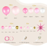 161Pcs Pink Balloon Arch Kit - Macaron & Gold Party Decor