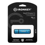 Ironkey Vault Privacy 50 16Gb Encrypted Usb | Fips 197 | Aes-256Bit | Badusb Attack Protection | Multi-Password Options | Ikvp50/16Gb