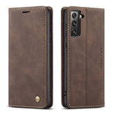 Case For Samsung Galaxy S21 5G, Vintage Pu Leather Wallet Case Card Slot Kickstand Magnetic Closure Shockproof Flip Folio Cover For Samsung Galaxy S21 - Coffee Brown