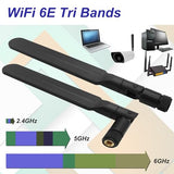 Wifi 6E Antenna Tri-Band 6Ghz 5Ghz 2.4Ghz Omnidirectional Rp-Sma Male Wi-Fi Antennas For Pc Desktop Ip Camera Router 2 Pcs