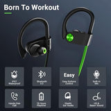 Bluetooth Headphones, Bluetooth 5.3 IPX7 Waterproof Wireless Sports Earbuds for Workout Gym, 16 Hrs Playtime Running Headphones with Noise Cancelling