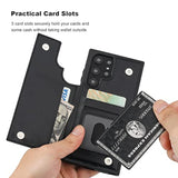 Onetop Compatible With Samsung Galaxy S22 Ultra Wallet Case With Card Holder, Pu Leather Kickstand Card Slots Case, Double Magnetic Clasp And Durable Shockproof Cover 5G 6.8 Inch(Black)