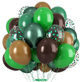 12-Inch Brown and Green Metallic Confetti Balloons for Jungle Theme Parties
