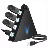 4-Port Usb 3.0 Hub, Flyingvhub Vertical Data Usb Hub With 2 Ft Extended Cable,
