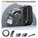 360 Degree Spin Magnetic Stand Case for Google Pixel 9 Pro XL, Fits MagSafe and Pixelsnap, Ring Holder, Crystal Clear Camera Protection Phone Case, Black