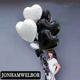 20Pcs 18 Inch Black Foil Mylar Heart Shape Balloons Decorations Valent