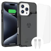 Alpatronix Battery Case for iPhone 16 Pro Max, Portable Strong Slim Protective Extended Charger Cover, 15W Fast Charging, High Capacity with Wireless Charging Case (BX16PM) Black