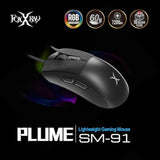 Sm-91 Wired Gaming Mouse, 60G Lightweight, 7200 Dpi, Anti-Slip Mouse Grip Tape, 7 Programmable Buttons And Rgb Backlight, Braided Cable