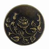12 Pieces Rose And Vine Metal Shank Buttons. 20Mm (3/4 Inch) (Antique
