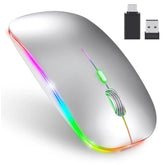 Led Wireless Mouse,5.2/3.0 2.4G Three Mode Mouse Rechargeable New Type Of Wireless Silent Mouse,Wireless Mouse For Laptop,Pc,Macbook Air,Macbook Pro,Ipad,Mac,Computer Mouse (Silver)