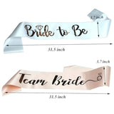 Team Bride Sash Set 7Pc White Rose Gold Bachelorette Party Bridesmaid Decor