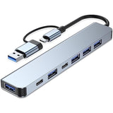 Usb C Hub Usb Hub 3.0, Aluminum 7 In 1 Usb Extender, Usb Splitter With 1 X Usb