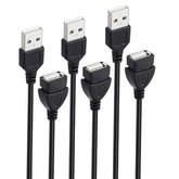 USB Extension Cable 10 ft Long 3-Pack, Male to Female USB-A 2.0 Extender Cord