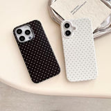 Aesthetic Polka Dot Retro Phone Case For Iphone 16 Pro Max 6.9",Vintage Trendy Unique Simple Pattern Design Elegant Chic Pretty Stylish Protective Girls Women Cases For I16Promax Black