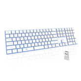 Wireless Backlit Keyboard Quiet - Computer Rechargeable Ergonomic Light Up Keyboard, Silent Keys Full Size Compatible For Windows, Desktop, Laptop, Pc, Gaming, Ps5 - White
