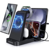 Wireless Charger For Samsung Charging Station, 5 In 1 Wireless Fast Charger For Galaxy S25 Ultra/S24 Ultra/S23/S22, Watch Ultra 7/6/5/4/3, Charger Dock Stand For All Galaxy Tab Series,Black