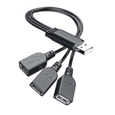 Usb 1 To 3 Splitter, Usb 2.0 A Male To 3 Usb Female Jack Y Splitter Hub Power Cord Extension Adapter Cable, Black