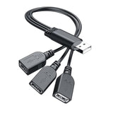 Usb 1 To 3 Splitter, Usb 2.0 A Male To 3 Usb Female Jack Y Splitter Hub Power Cord Extension Adapter Cable, Black