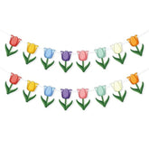 Tulip Banner Spring Party Decorations Spring Floral Bunting Garland Tulips Birthday Decorations Spring Summer Home Farmhouse Decor Photo Backdrop