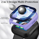 2-Pack Compatible With Sync Up Kids Watch 2 Screen Protector, Hard Pc Overall Protective Case Bumper Tempered Glass Cover Accessories For Syncup Kids Watch 2,Purple+Pink