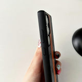 Case for iPhone 17 Pro Max, Orange Leather Stripe Design, Anti-Scratch Full Protective Cover Compatible with iPhone 17 Pro Max 6.9Inch(Black)