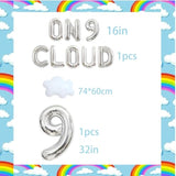 Gold On Cloud 9 Party Invite, 9 Year Old Girl, For Girls,9Th Birthday Decorations, On Cloud Nine Decorations,On Cloud 9 Banner, 9Th Birthday Party,