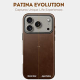 Genuine Leather Case For Iphone 17 Pro Max 6.9 Inch, Oil Wax Top-Grain Leather, Compatible With Magsafe, Metal Buttons And Camera Bezel (Rustic Brown)