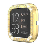 Protector Watch Case Intended For Fitbit Versa 2, Bumper Pc Protective Cover Decorated With Double Row Bling Diamonds For Fitbit Versa 2 Smartwatch Accessories (Gold)