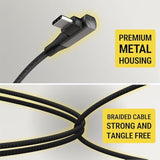 Scosche CCBRA4-SP Strikeline RA Premium USB-C to Right-Angle USB-C Charge & Sync Braided Cable 4-ft. Black/Space Gray