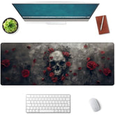 Gothic Skulls And Roses Large Mouse Pad, Gaming Mouse Pad, Non-Slip Rubber Base, Office Accessories, Desk Mat, Dark Mousepads For School, Work, Home Decor Gifts 31.5" X 11.8"