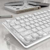 Eweadn X7S Wireless Keyboard With White Backlit, Metal Panel, Bluetooth/2.4G Rechargeable Computer Keyboard Silent Light Up Full Size Cute Keyboards For Win & Mac-White