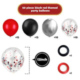 50 Pack Balloon Garland Kit - 12 Inch Black & Red Balloons, Confetti, Party Decor