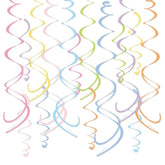48pcs Pastel Hanging Swirl Streamers for Birthday & Party Décor