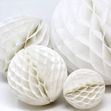 Pack Of 3 Paper Honeycomb Balls For Party Decorations Wedding Birthday Christmas Parties (White, 12" (30 Cm))