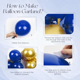 Blue And Gold Birthday Decorations, Blue Gold White Foil Balloons Happy Birthday Banner Blue Tablecloth Backdrop For Happy Birthday Decorations For Men