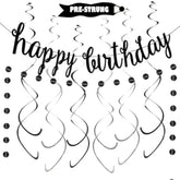 Black Glitter Happy Birthday Banner Kit: Pre-Strung Party Decorations