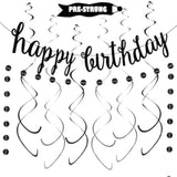 Black Glitter Happy Birthday Banner Kit: Pre-Strung Party Decorations