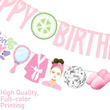 3 Pcs Spa Birthday Banners, Pre-Strung Makeup & Sleepover Theme Party Decor