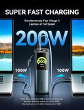 Powerhive 27000mAh Laptop Power Bank, 200W, Built-in and Extra 240W USB-C Cables, Portable Laptop Charger, Digital Display, for iPhone 17/16/15/14/13