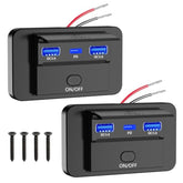 2Pcs Car Charger Panel, Dual 18W Qc3.0 Usb A & 30W Pd Usb C Ports Charging Outlet Panel With Button Switch For 12V/24V Rv Boat Truck