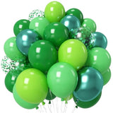 Green Balloons Different Shades Dark Emerald Hunter Forest Lime Metallic Green Latex Balloon Confetti Balloon For Patrick'S Day Jungle Safari Birthday Baby Shower Themed Graduation Party Decor