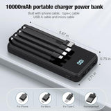 Portable Charger With Built In Cables,High Speed Power Bank 10000Mah Travel Battery Pack 5 Outputs 3 Inputs Portable Phone Charger Backup Battery For Iphone, Samsung, Ipad,Tablets (Black)
